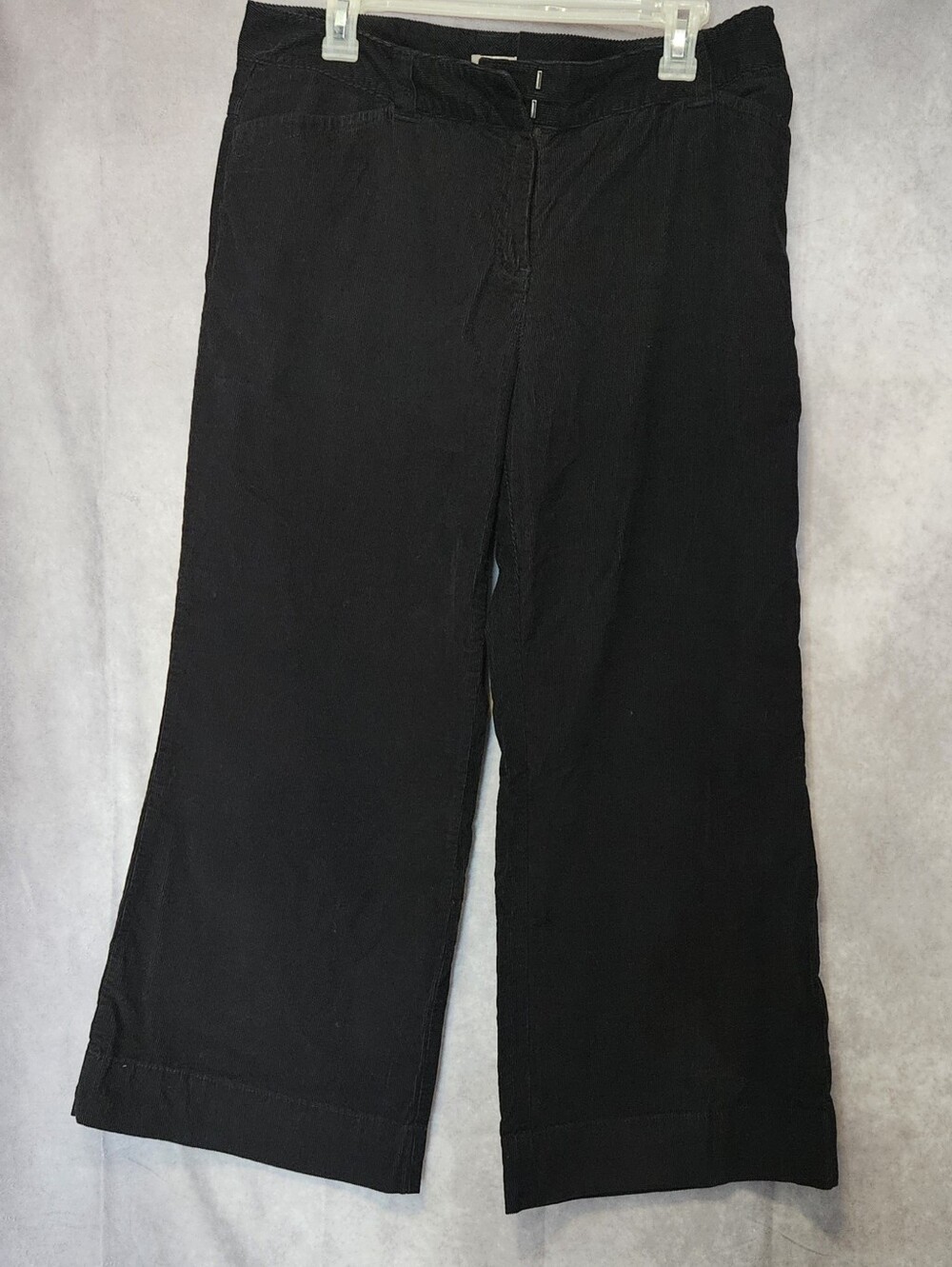 J.Jill Womens Corduroy Crop Pants Black Wide Leg 14